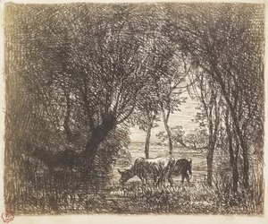 Koeien onder bomen, 1862